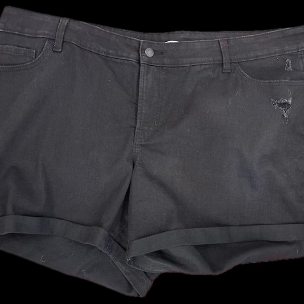 Old Navy Womens Plus Size Distress  Boyfriend Cuffed Denim Black Shorts Size 24